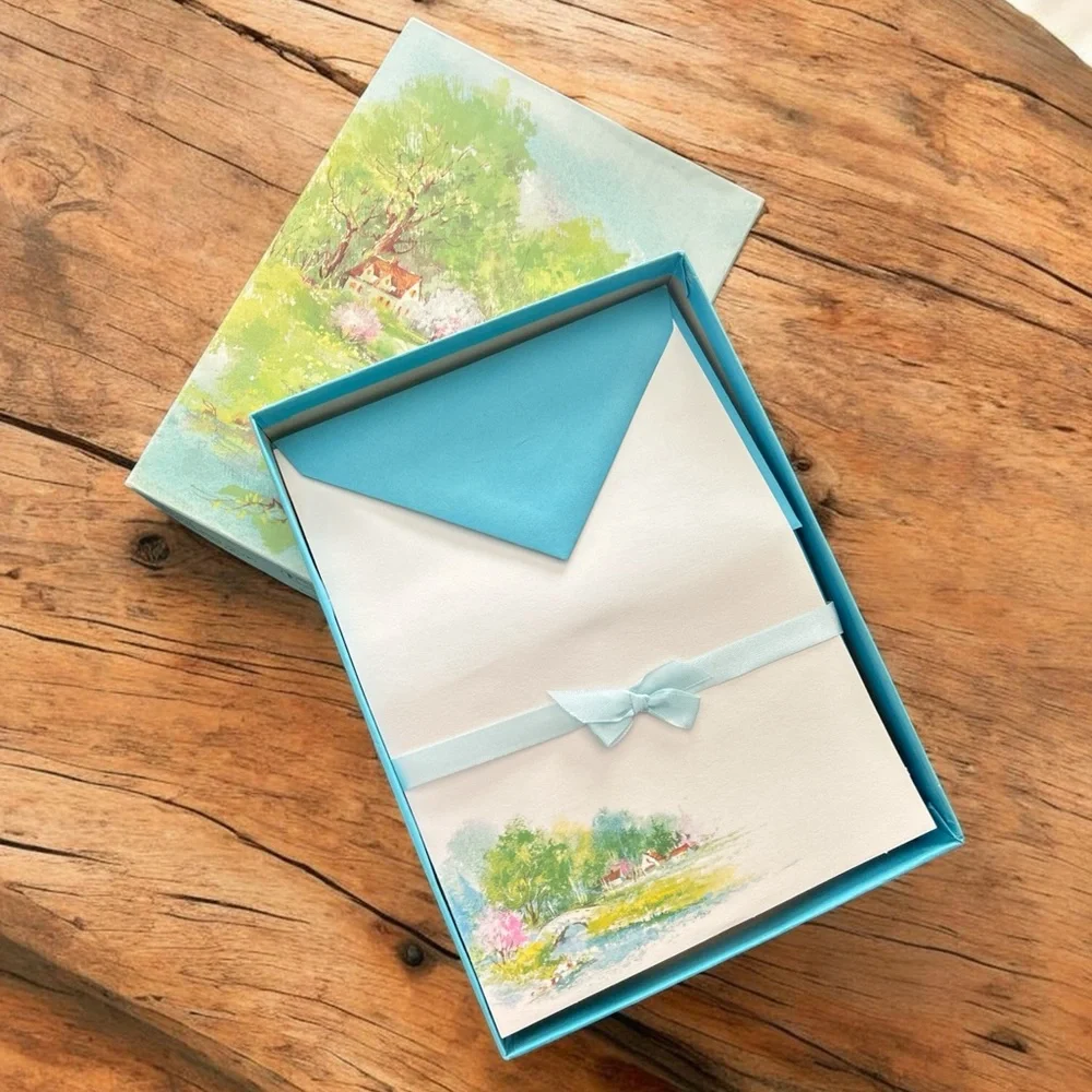 Vintage Carlton Stationery Set In Original Box Made In Canada - Picture 2 of 12